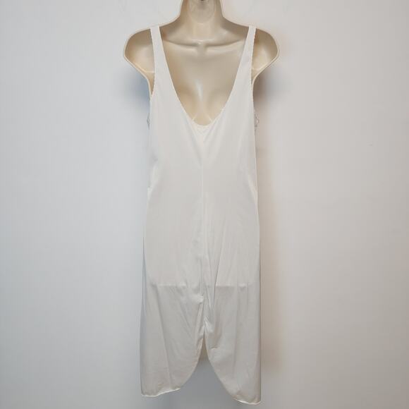 Vintage Vanity Fair Tricot Nylon Slip Nightgown Size 36 S Ivory Midi V-neck Bow - Picture 2 of 16